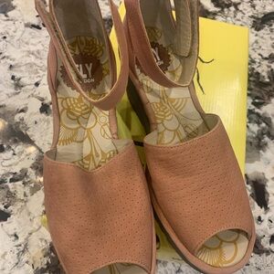 Fly London Peach Open-Toe Wedge Sandals